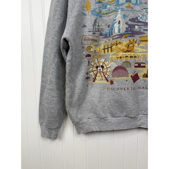 Disney Gray Cropped Printed Theme Park Crew Neck Sweater - Medium #171 - Picture 2 of 13